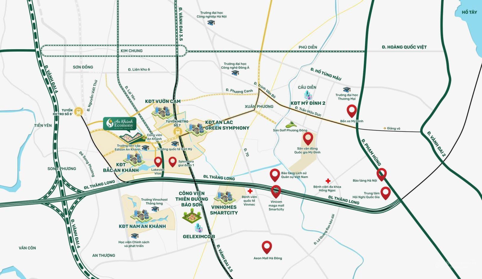 Vị trí đắc địa của dự án An Khánh Ecomony, giáp Đại lộ Thăng Long