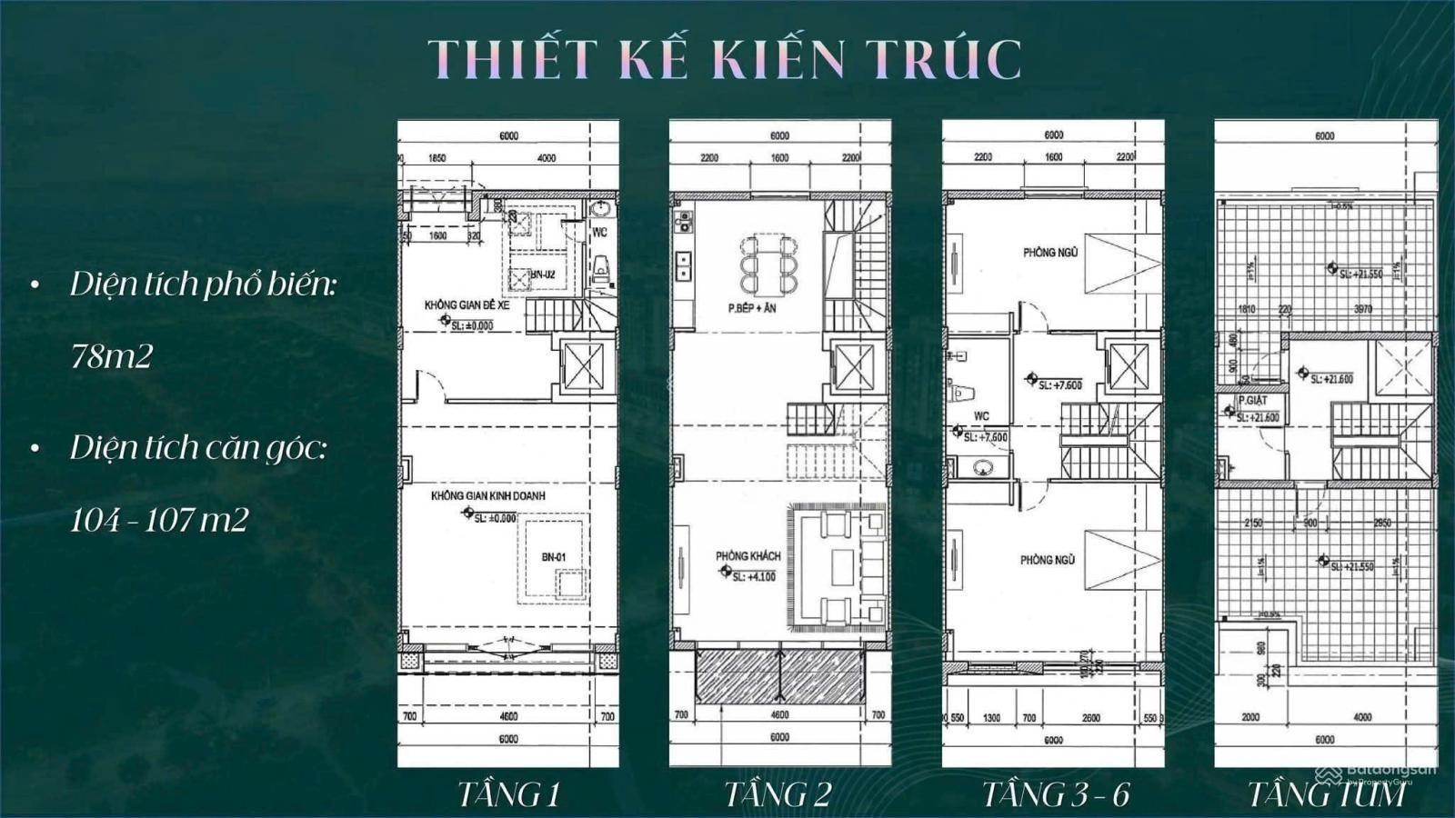 Mặt bằng thiết kế điển hình Shophouse 7 tầng