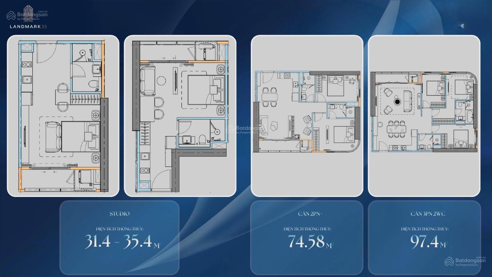 Căn hộ mẫu 2 phòng ngủ tại Landmark 35