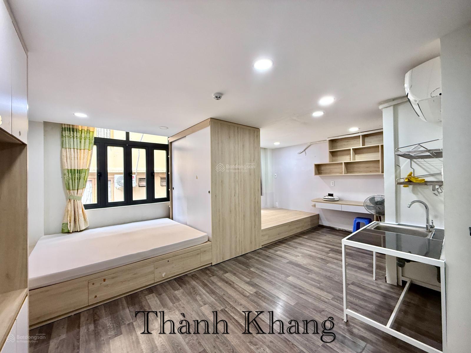 Không gian Cho thuê căn hộ studio cửa sổ 2 giường, thang máy, full NT, rộng 35m2, ngay Đại Học Kinh Tế UEH