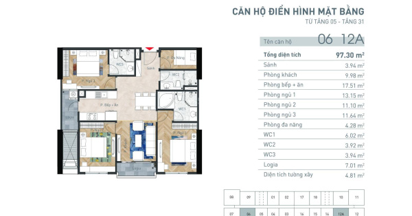 Chính chủ bán căn ngoại giao 1506 DT 97.23m2 dự án Viha Leciva hướng Đông Nam 0977 917 ***