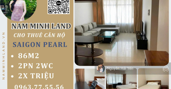 Hải Yến 0963 775 *** - cho thuê căn hộ Saigon Pearl 2 Phòng ngủ tầng cao, view Landmark 81