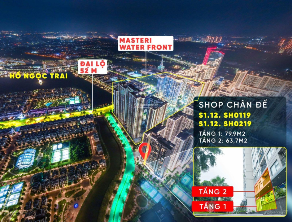 Bán shophouse 2 tầng chân đế toà S1.12 mặt tiền ngã 3, kinh doanh sầm uất, đã có sẵn hợp đồng thuê