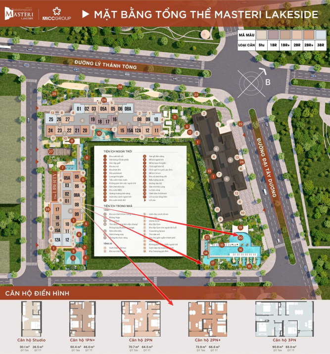 0907 351 *** - quỹ căn 1PN - 3PN rẻ. Căn 2PN view bể bơi chỉ 4,013 tỷ 68m2 Masteri Lakeside VH OCP