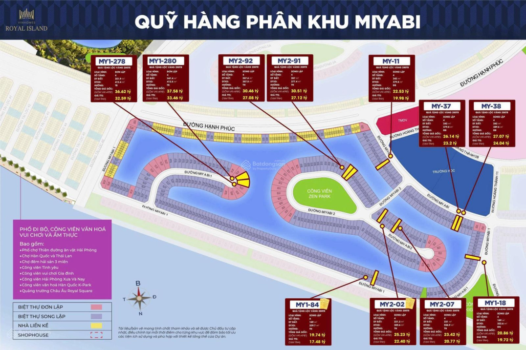 Tổng hợp giá bán quỹ căn tại các phân khu Vinhomes Royal Island
