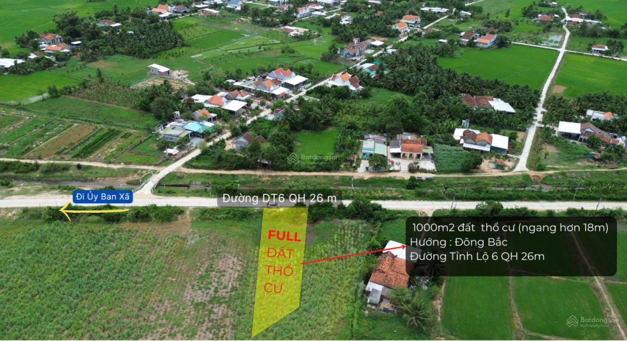 Chính chủ bán 1000 m2 đất full thổ cư mặt tiền Tỉnh Lộ 6, thị xã Ninh Hoà, sổ hồng, giá 1 tỷ 750