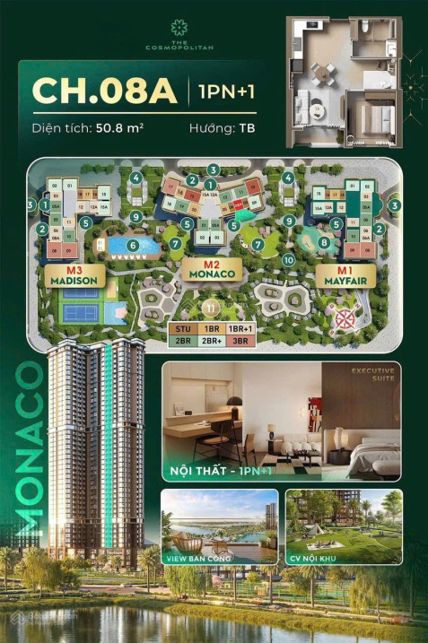 1PN+ M2 Cosmopolitan Cổ Loa, layout vuông vắn thoáng đẹp