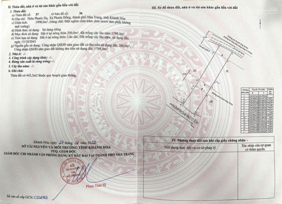 Lô đất 1998m2 ngang 20m mặt tiền đường Thái Khang, Phường Nam Nha Trang, LH 0981 175 ***