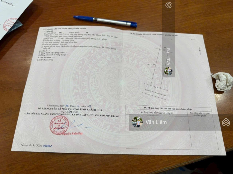 Bán lô đối diện công viên TĐC Đất Lành đường 5m 72m2 giá 2 tỷ 850 - DT: 72m2, ngang 4m