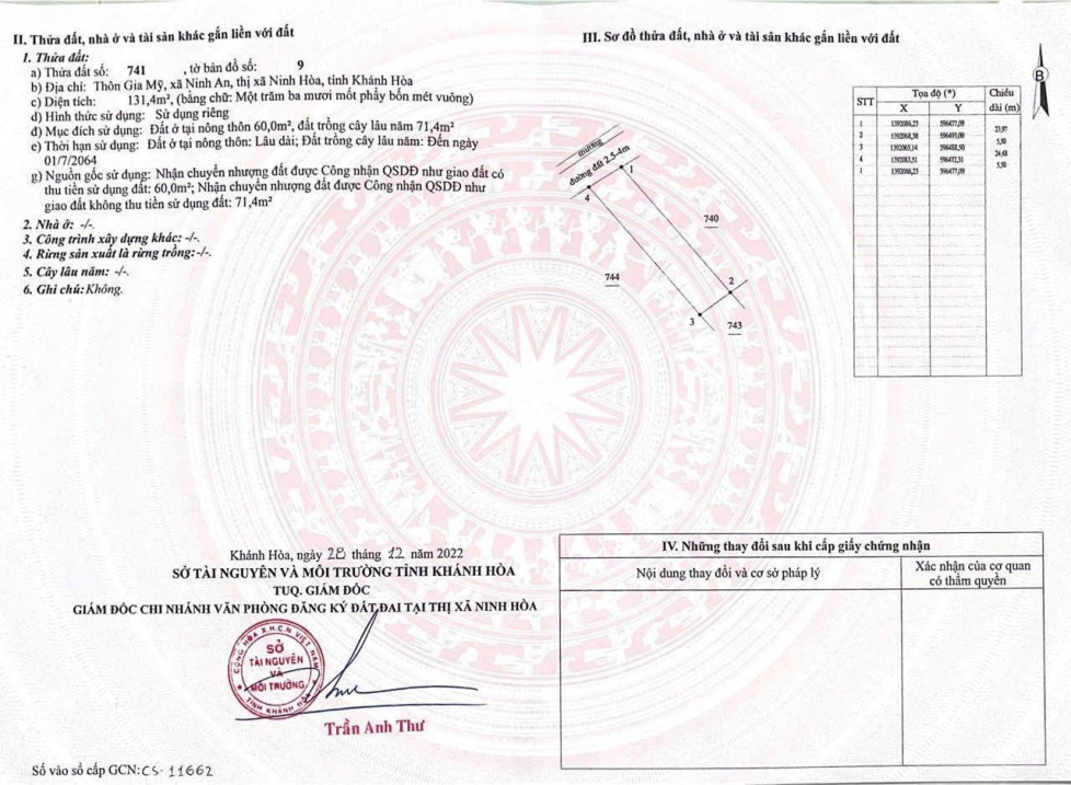 Bán đất tại 79/ Đường Trần Quý Cáp, Ninh An, 390 triệu, 131 m2, giá cực chất uy tín