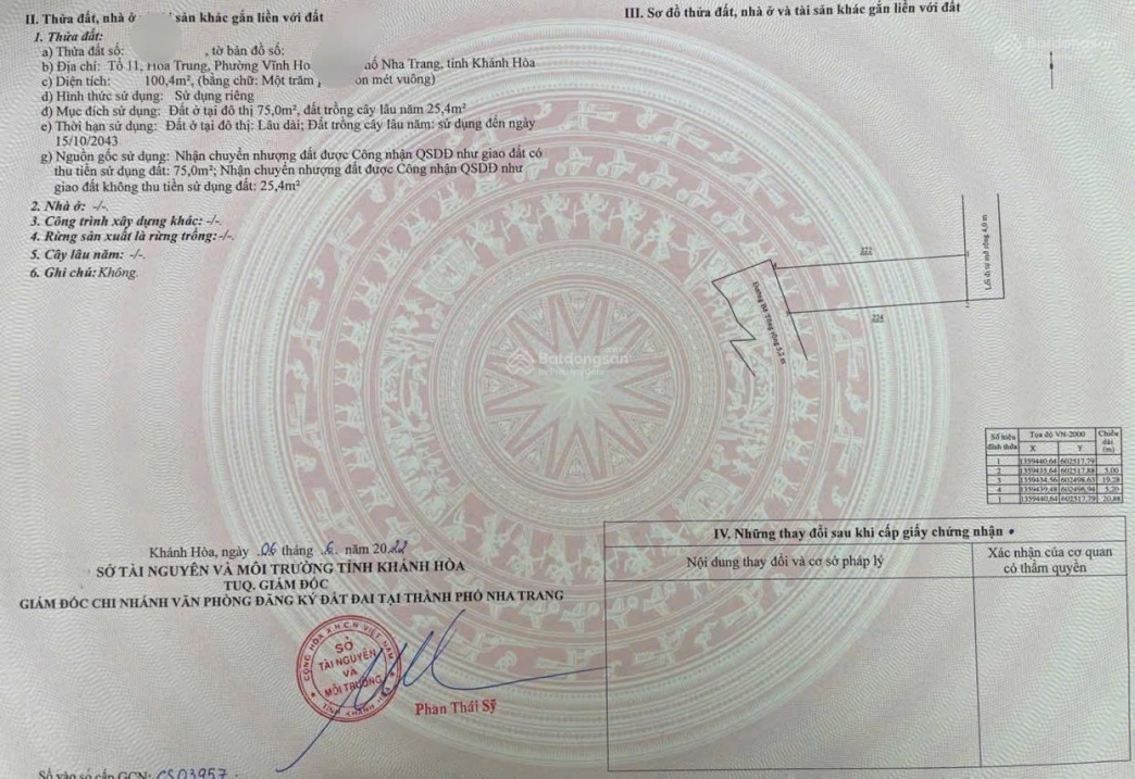 Bán đất 2 mặt hẻm ôtô Nguyễn Chích, Vĩnh Hoà, DT 100,4m2, đường 4m, ngang 5, hướng đông-giá 3,65 tỷ