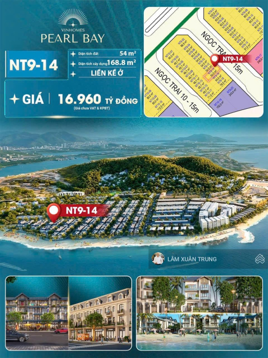 Bán liền kề Vinhomes Pearl Bay - hướng đông bắc - giá 16,96 tỷ