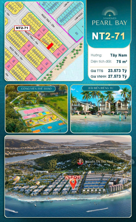 CĂN LIỀN KỀ KHU NGỌC TRAI TRỤC ĐƯỜNG 15M VÀI BƯỚC CHÂN RA BIỂN - VINHOMES PEARL BAY NHA