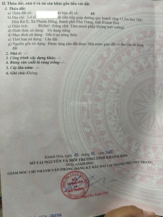 Bán đất 80m2 hướng Đông Nam, đường nhựa 13m giá 4tỷ5 (thương lượng)