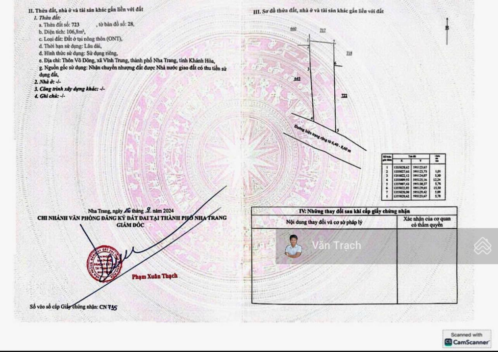 Bán đất mặt tiền Võ Dõng Vĩnh Trung đường 6m hướng Nam sổ riêng full thổ cư ngang rộng