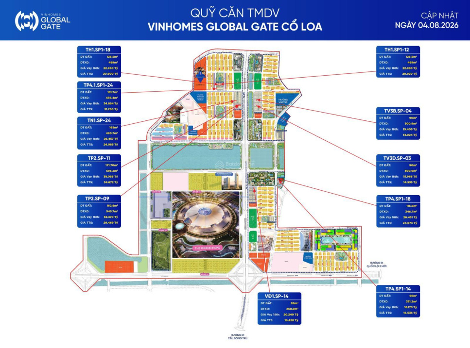 Tổng hợp quỹ căn giá tốt Tháng 8/2026 tại Vin Cổ Loa từ Shop KD đến LK lâu dài và CS mới nhất